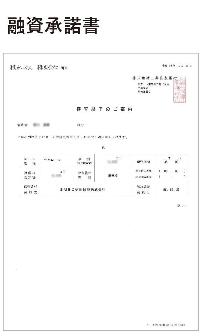 融資承諾書
